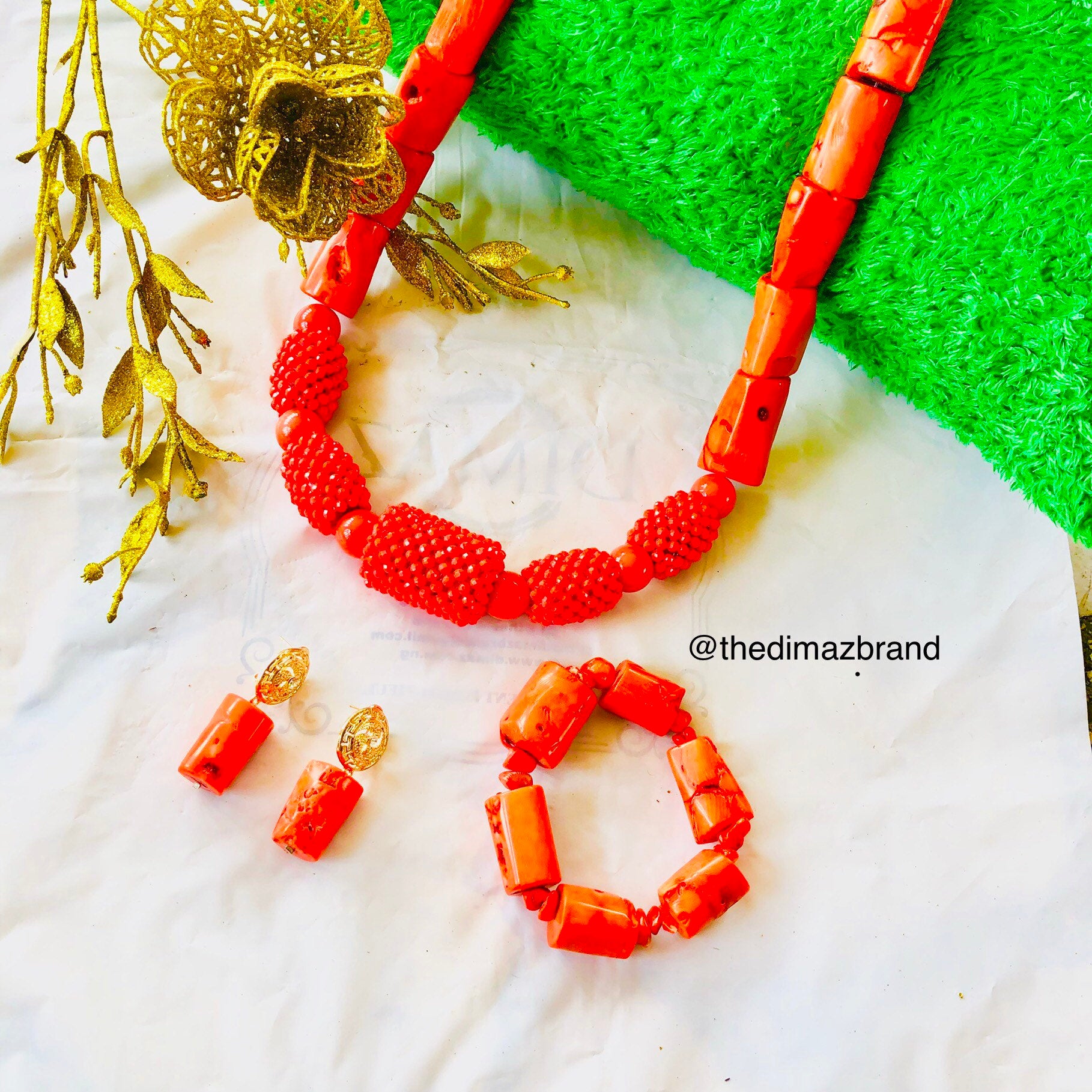 Antique Red precious gemstone jewelry set - Dimaz
