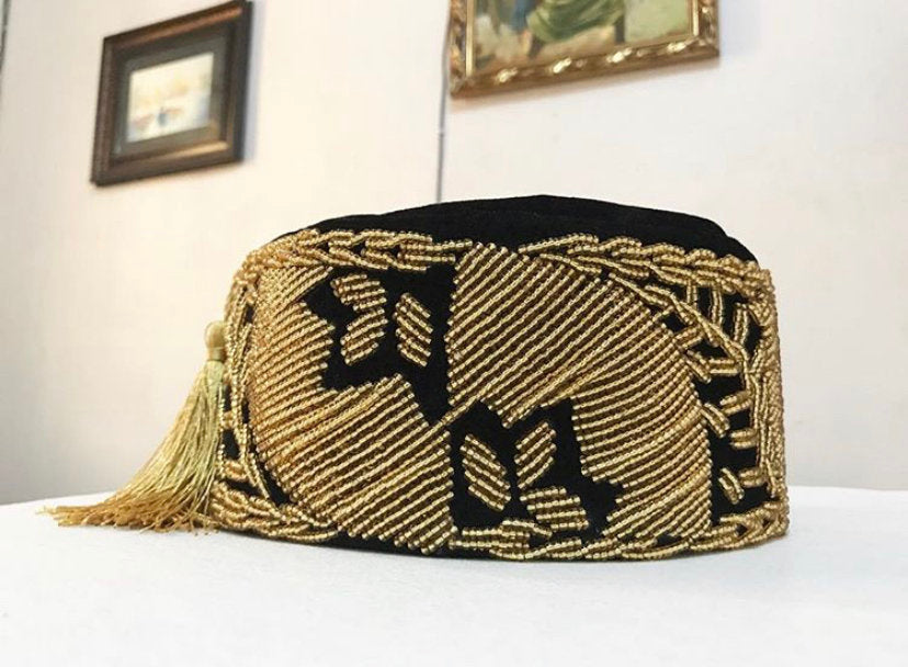 Custom design african men’s beaded hat, Nigerian cap - Dimaz