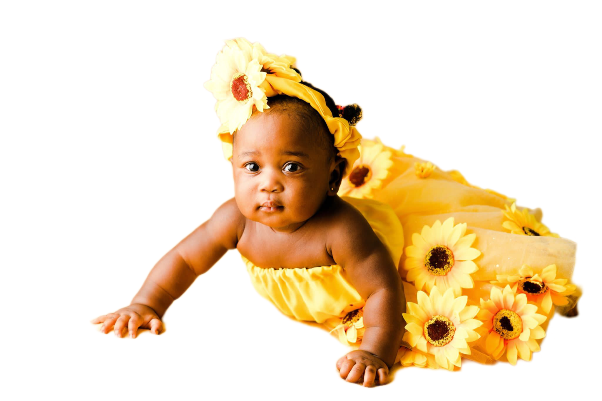 sunflower baby gown set