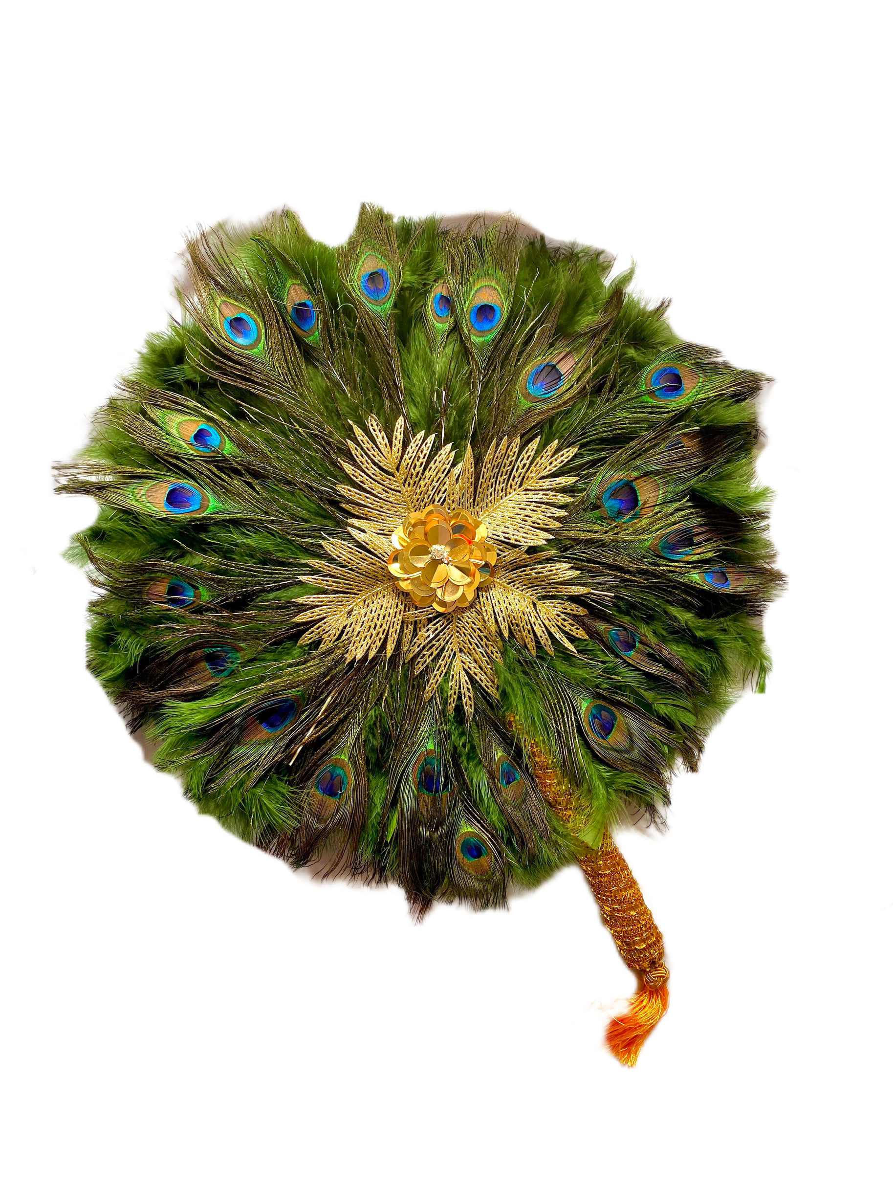 Peacock feather hand fan 20” - Dimaz